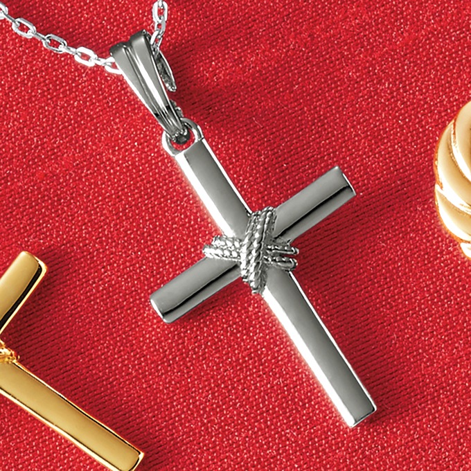 Cross X Pendant, Sterling Silver, large