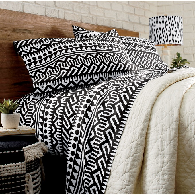 Mudcloth-Printed Sheet Set, , large