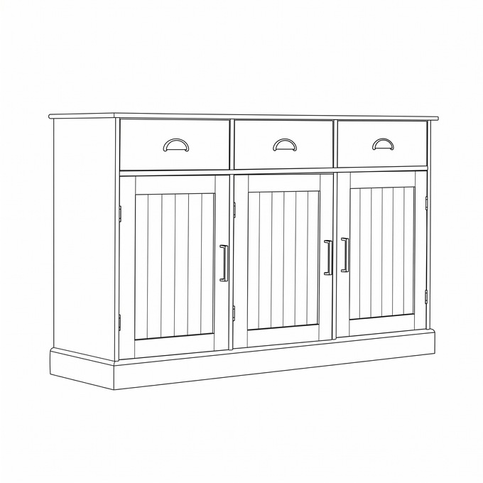 Miller Shaker-Style Sideboard Buffet Cabinet, White, large