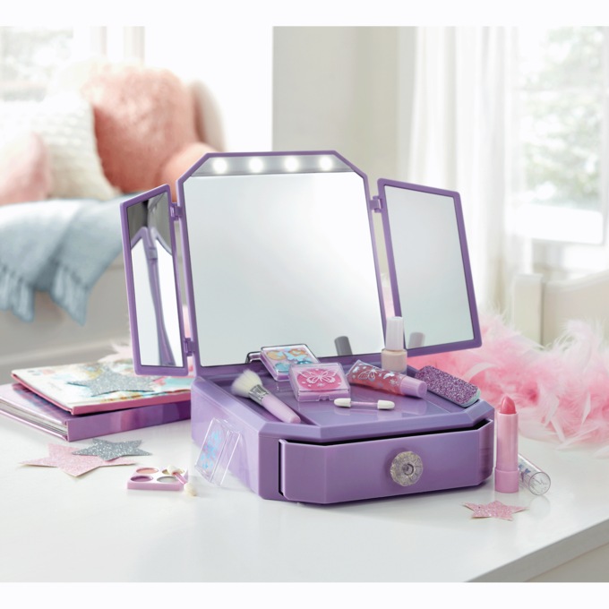 Deluxe Light-Up Mirrored Vanity and Cosmetic Set, , large