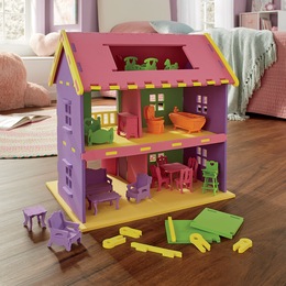 Foam Dollhouse with Furniture Set, , large