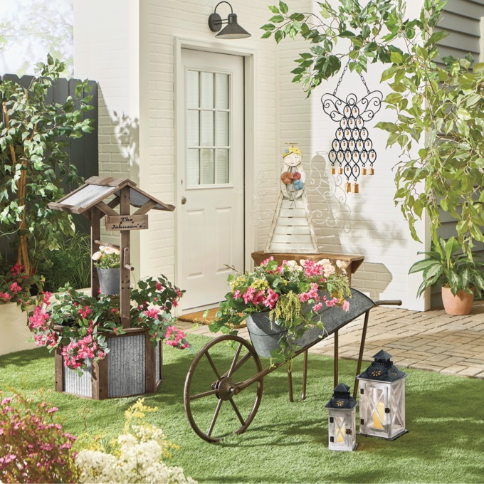 Set of 2 Distressed Wooden Lanterns, , large