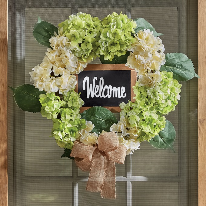 Welcome Hydrangea Wreath, , large