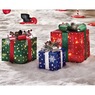 Set Of 3 Lighted Glitter Presents, , large