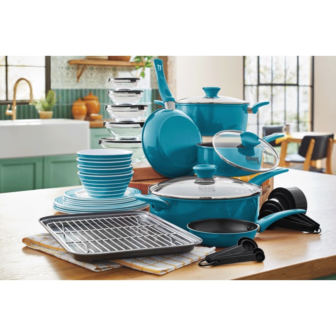 Chef Tested 42-Piece Mega Kitchen Set by Wards, Teal, large