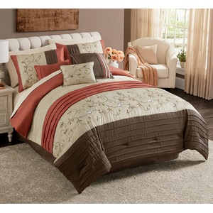 Serene Embroidered 7-Piece Bed Set, Spice, large