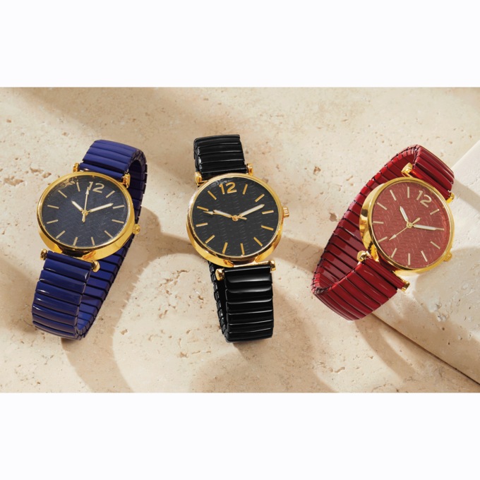 Ladies' Embellished Dial/Stretch-Band Color Watch, , large