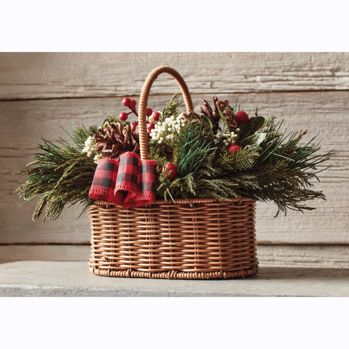Evergreen and Berry Basket Arrangement, , large