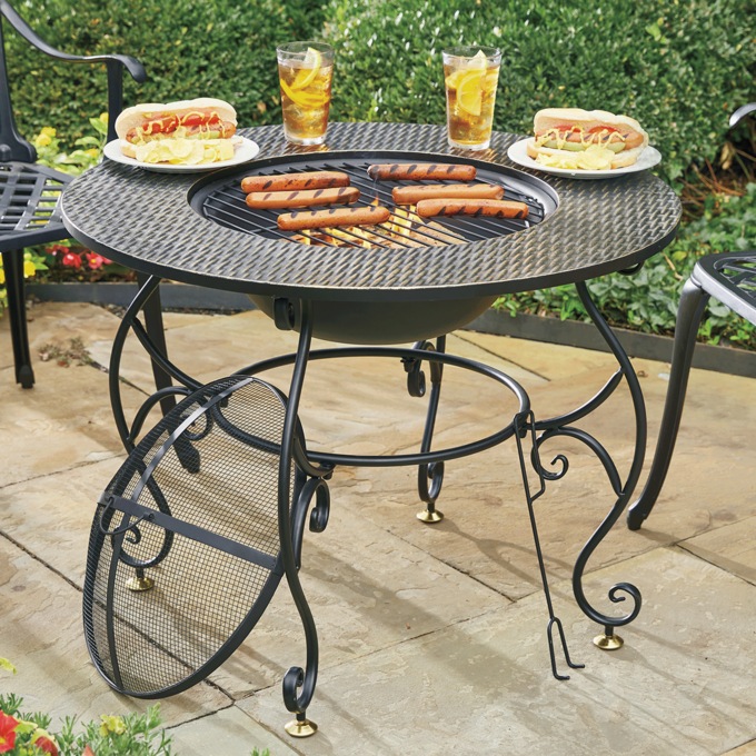 30" Wrought Iron Fire Pit Table, , large
