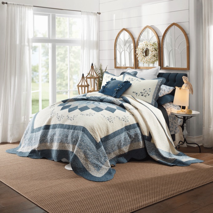 Charlotte Embroidered Floor-Length Quilt, , large