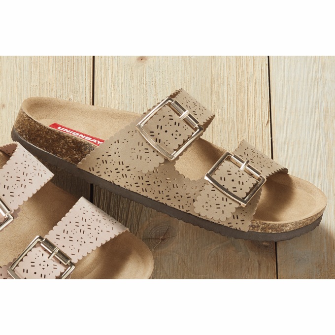 Unionbay Milano Faux Leather Slide with Cutout Designs and Adjustable Buckle Straps, , large