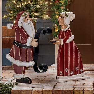 Chunky Wood Santa and Mrs. Claus Cutouts, , large
