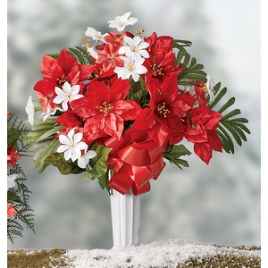 Red Poinsettia Memorial Floral Vase, , large