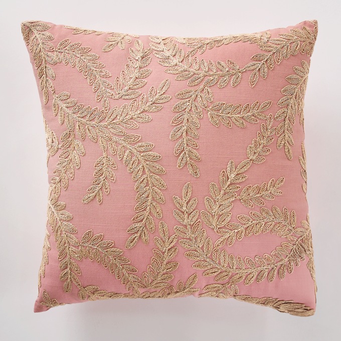 Jute Embroidered Accent Pillow, , large