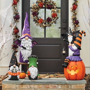 Set of 3 Large Halloween Gnomes &amp; Halloween Gnome Stack - Buy Both and Save, , large