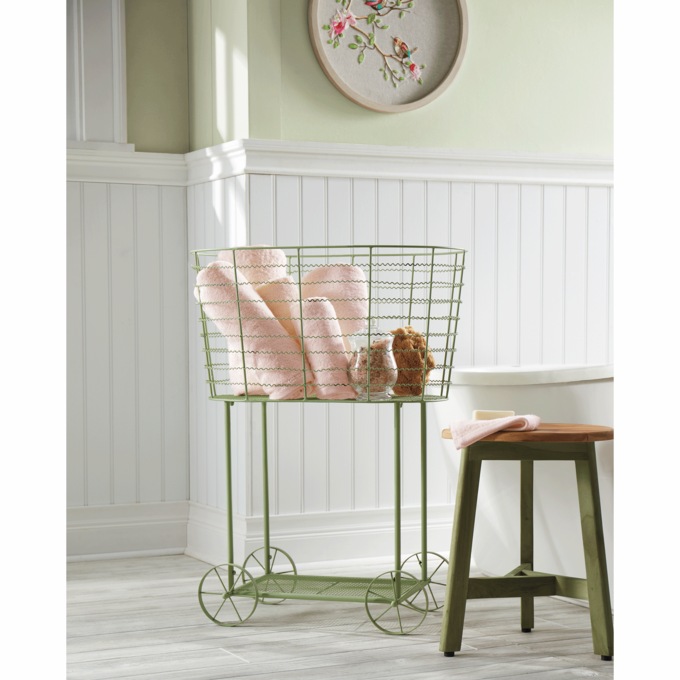 Vintage Rolling Laundry Cart, , large