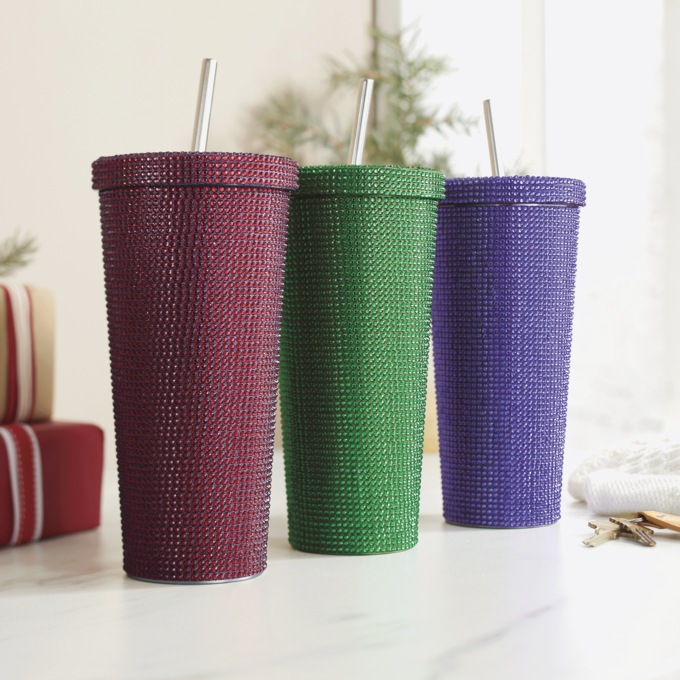 Rhinestone Double Wall Stainless Steel Travel Cup, , large