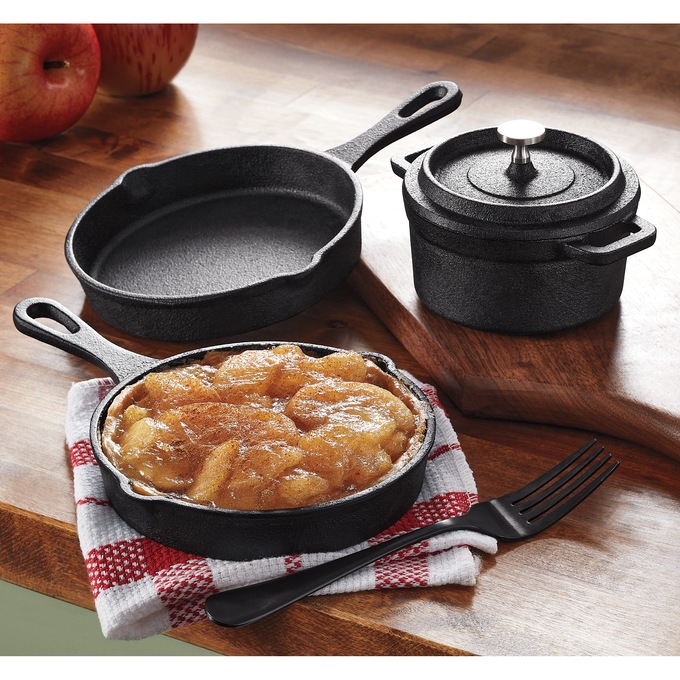 Modern Innovations Mini Cast Iron Skillet with Mitt - 4 Count