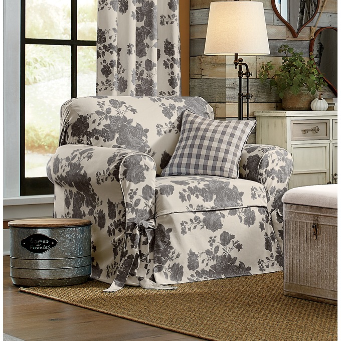 Danbury Slipcovers, Gray Rose Toile, large