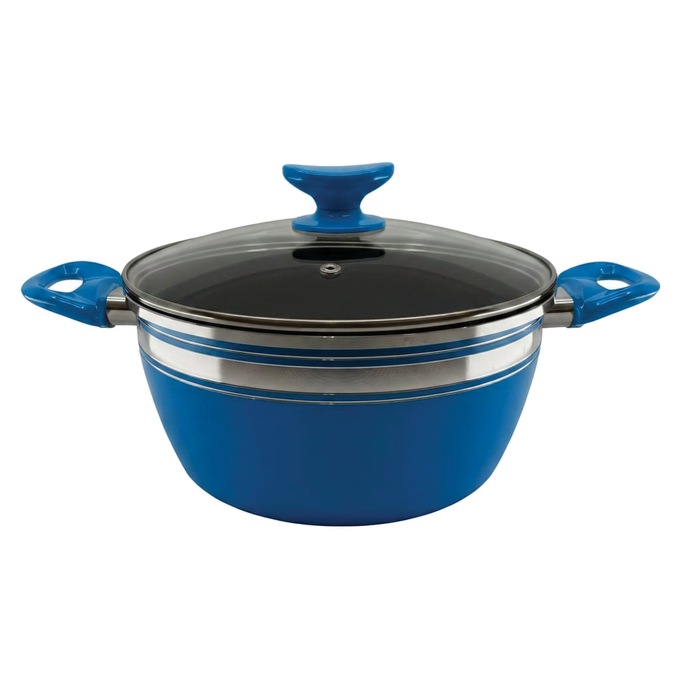 Chef Tested 8-Piece Ceramic Banded Cookware Set by Wards, Blue, large