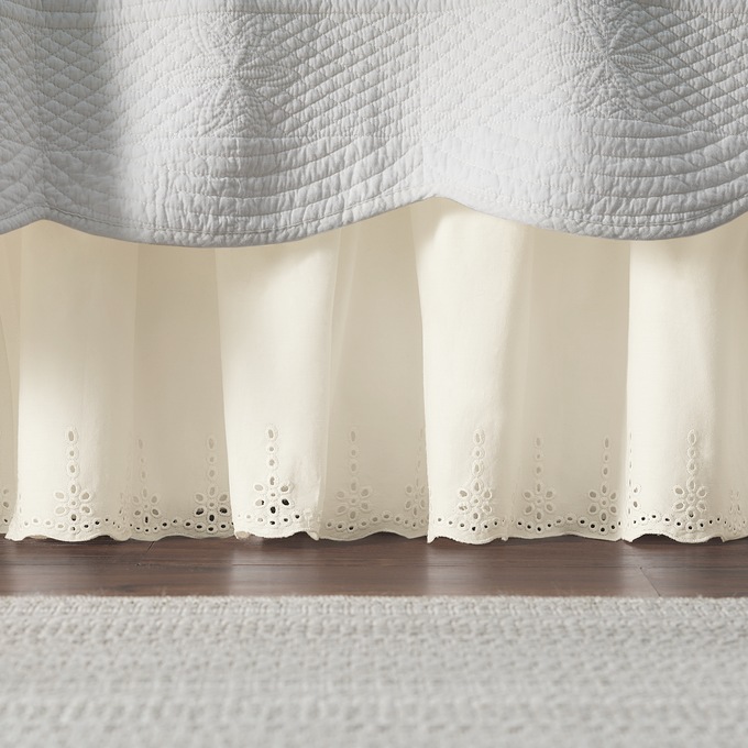 Eyelet Cotton Bedskirt, , large