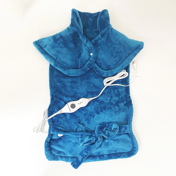 Electric Heated Weighted Back and Neck Pad, Blue, large