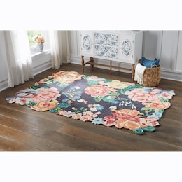 Cutout Floral Hand-Hooked Rug - 5' x 8', , large