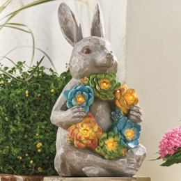 Resin Solar Succelent Bunny, , large