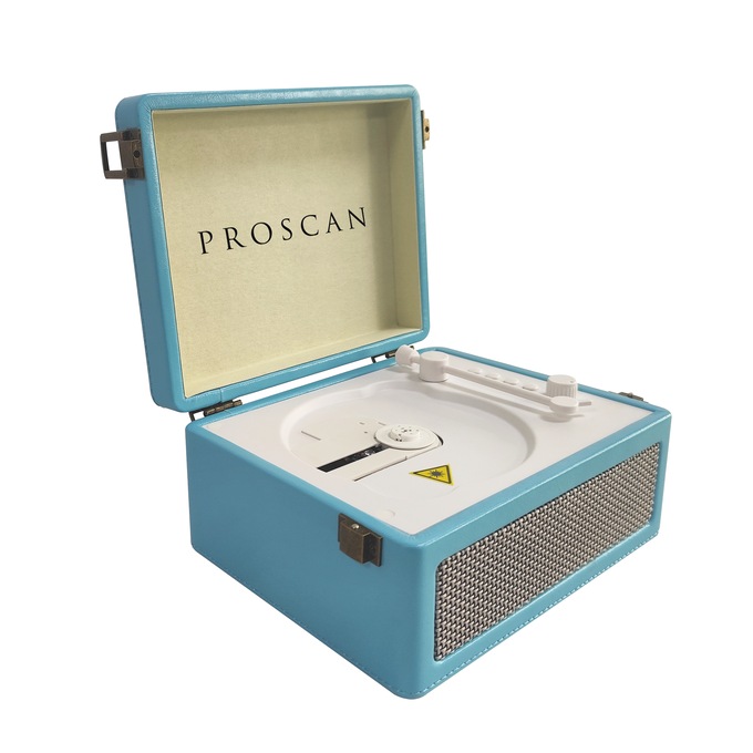 Proscan Retro Suitcase-Style CD Player with Bluetooth, Blue, large