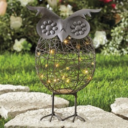 Solar Metal Garden Owl, , large