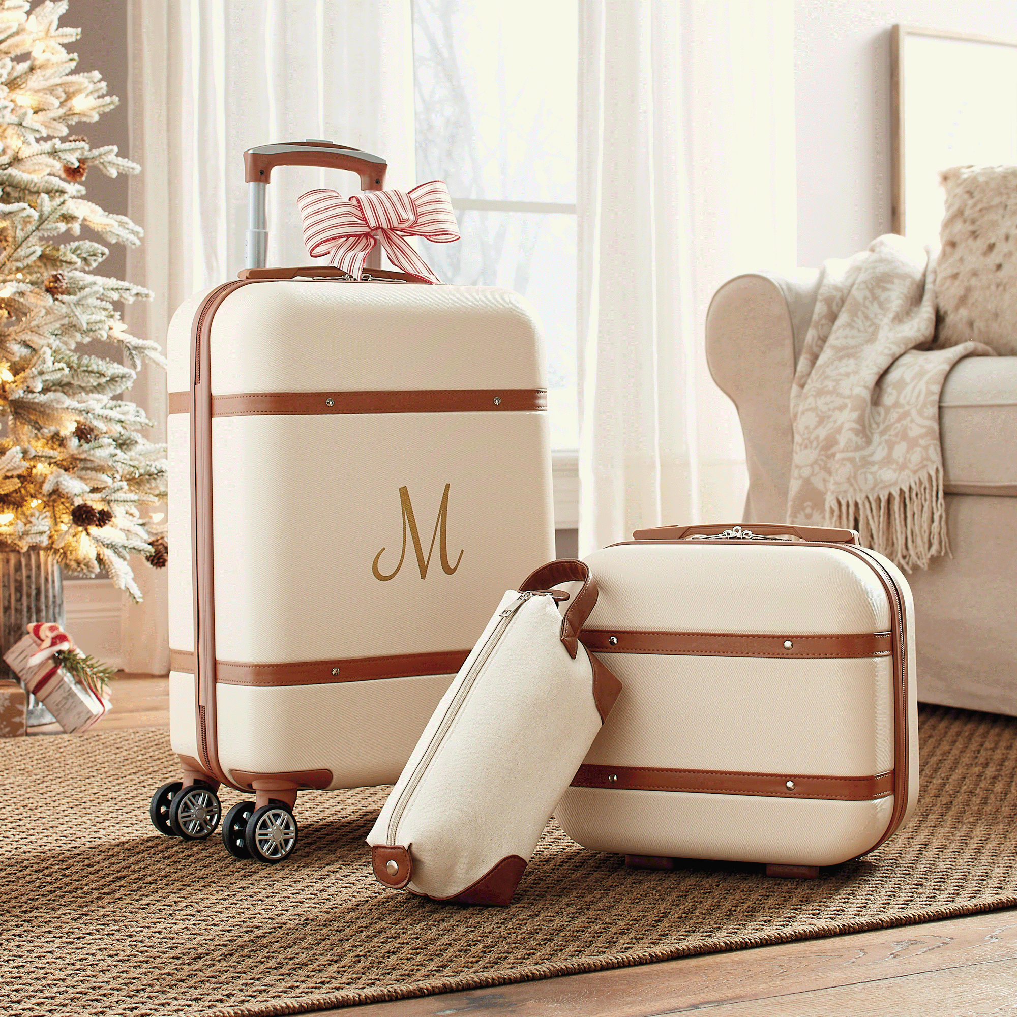 3-Piece Vintage Hardside Luggage Set, , large