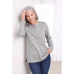 Easy Essentials&trade; Long-Sleeve Pintuck Top, , large
