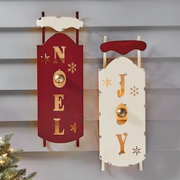 Joy or Noel Lit Sled Porch Sign, , large