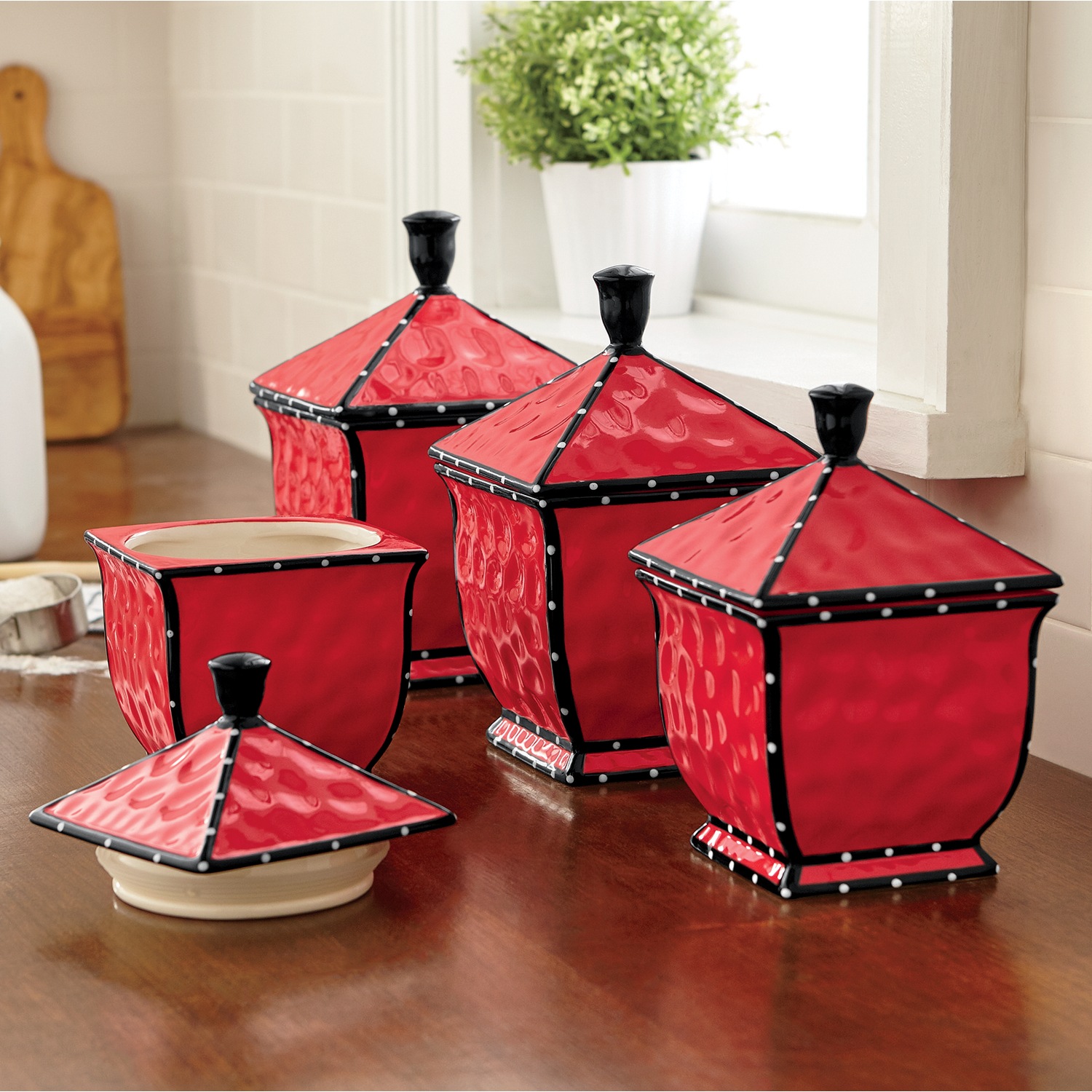 Ginny S Set Of 4 Textured Square Canisters Ginny S