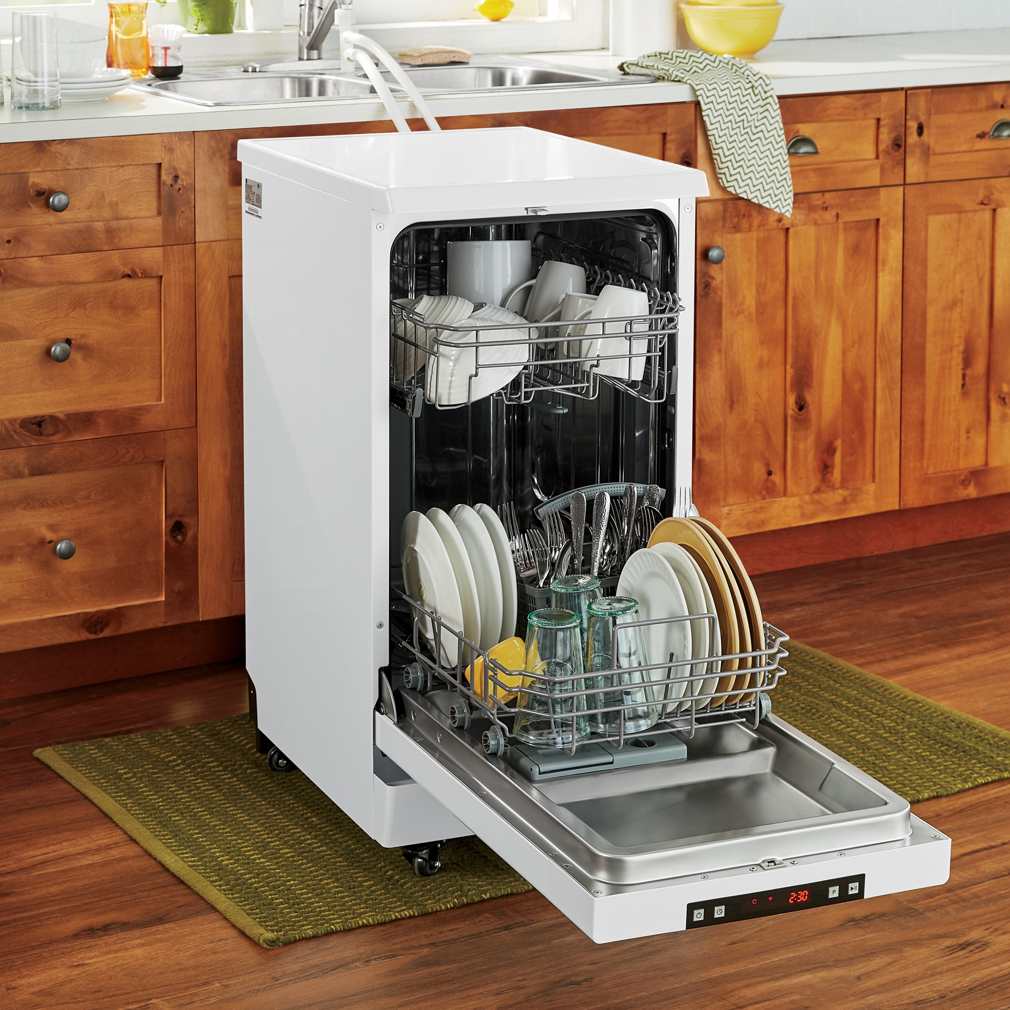 portable dishwasher in kitchen