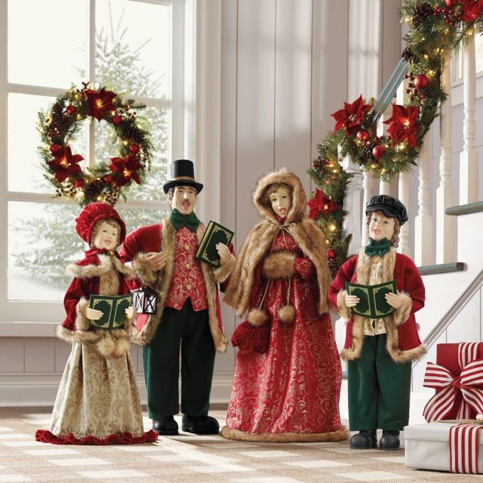 Set of 4 Musical Victorian Carolers, , large