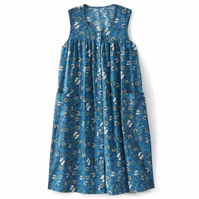 Sleeveless Woven Shift Dress, Navy Print, large