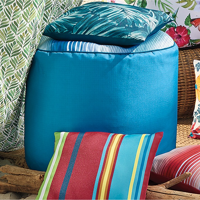 Outdoor Pouf, Teal, large