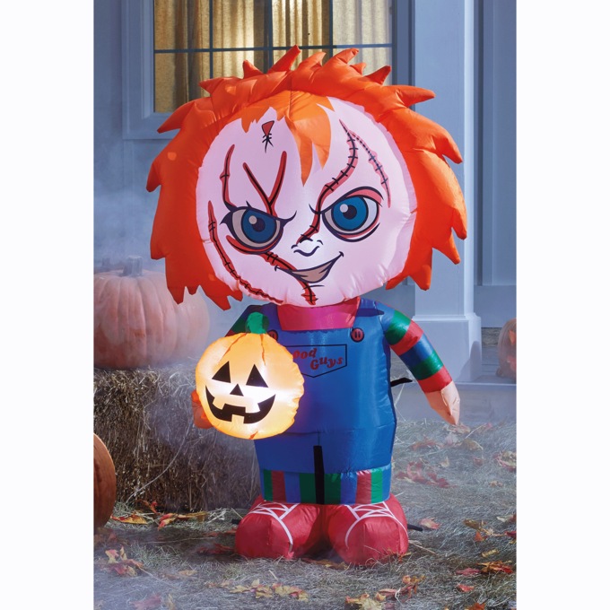 Lit Chucky Halloween Inflatable, , large