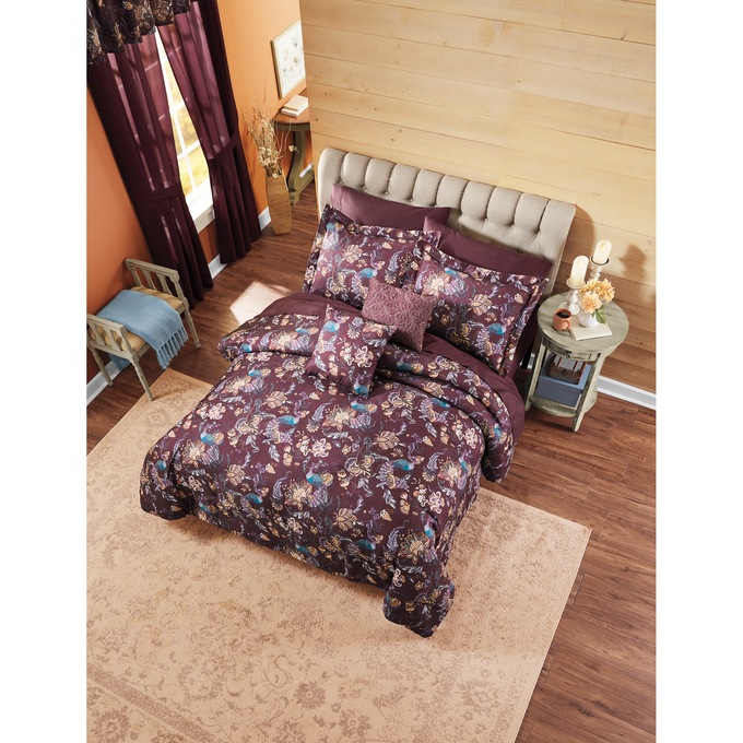 Fall Peacock 10-Piece Comforter Set, , large