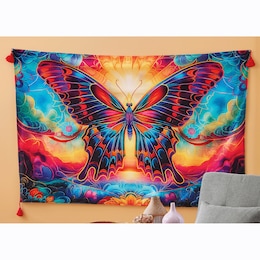 Boho Butterfly Wall Tapestry, , large