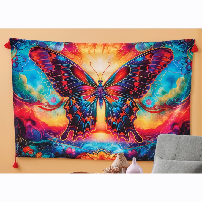 Boho Butterfly Wall Tapestry, , large