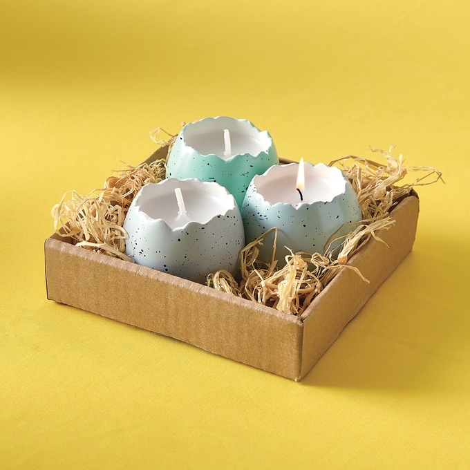 3-Piece Bird Nest Egg Candles, Multi, large