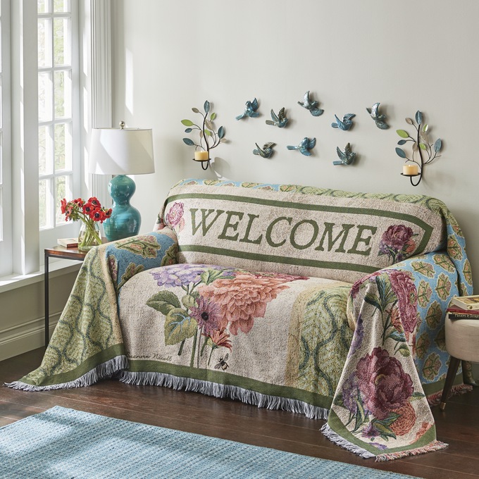 Welcome Tapestry Sofa And Loveseat Throw Ginny S