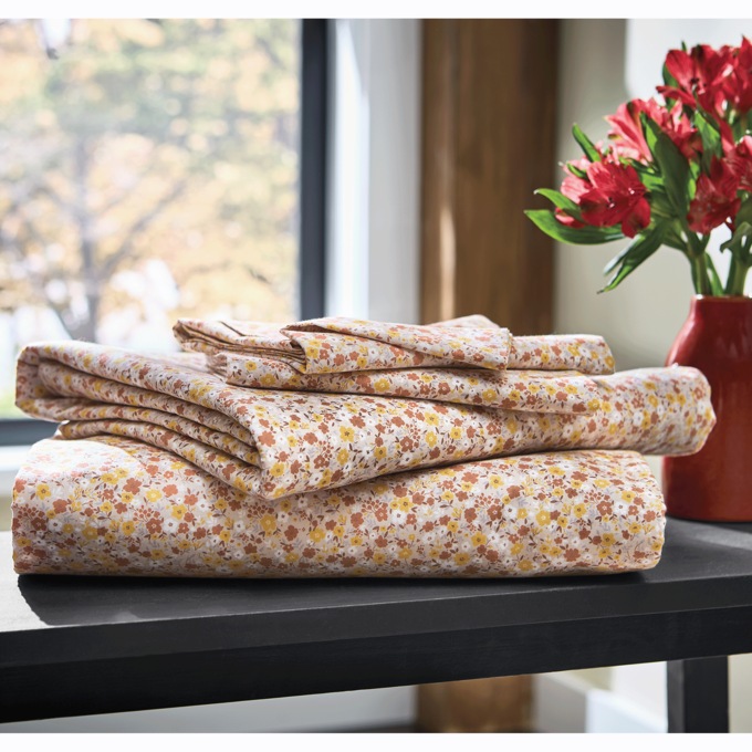Fall Ditsy Floral Print Microfiber Sheet Set, , large