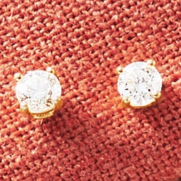 Sterling Lab-Created Diamond Round Solitaire Post Earrings - .25 CTTW, , large