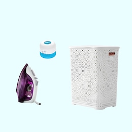 Ginny's Iron, Conair Fabric Shaver and Lacy Laundry Hamper, , large