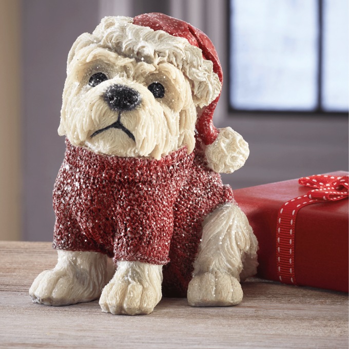 Glitter Christmas Dog Figurine, , large