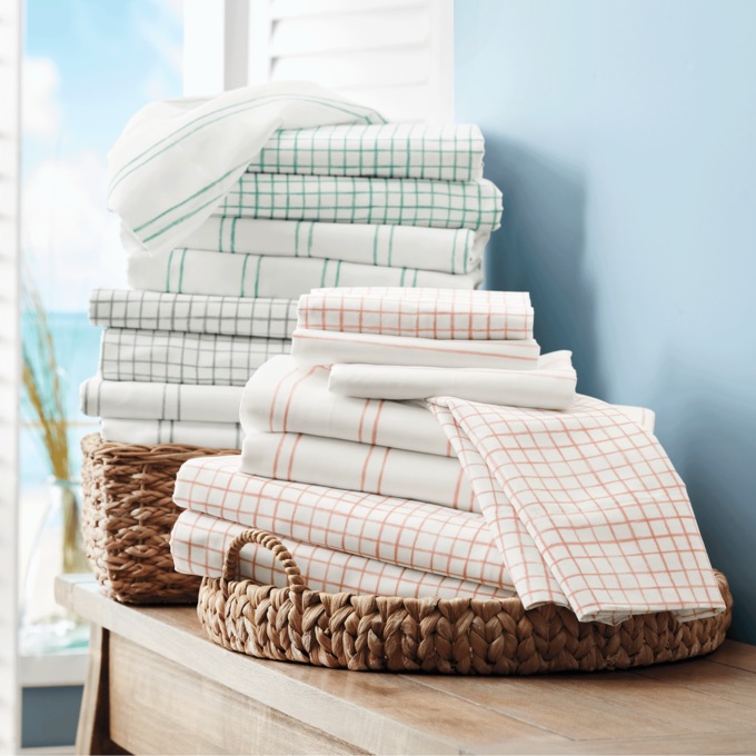 Windowpane and Stripe 2-Pack Microfiber Sheet Set, , large