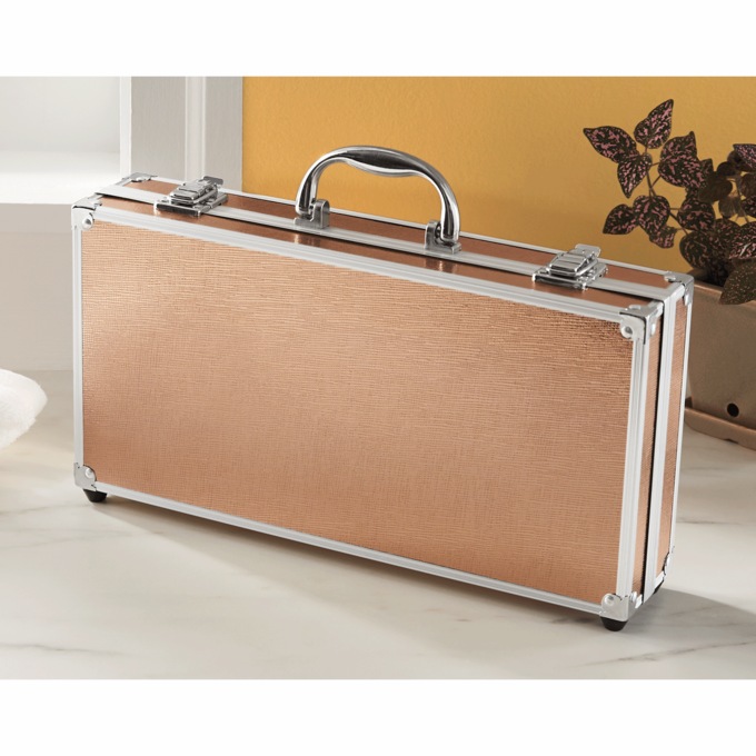 Luxe All-in-One Makeup Train Case with Over 50 Pieces, , large